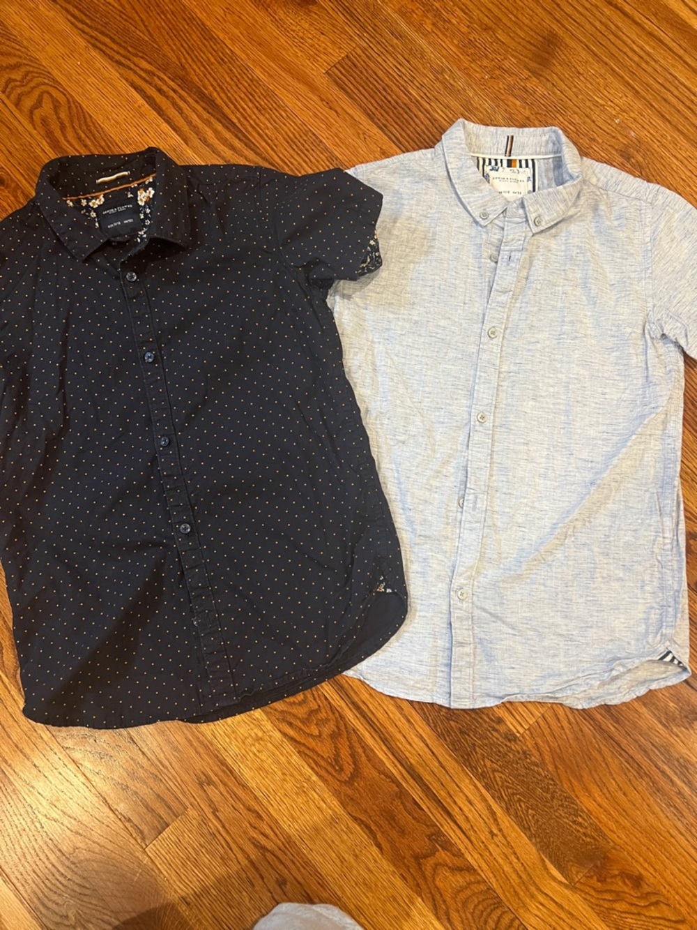 Two Denim & Flower Short-Sleeve Button-Up Shirts